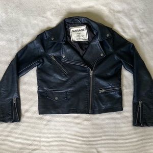 Faux Leather Cropped Moto Jacket